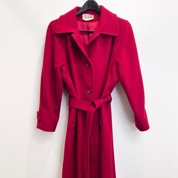 Ladies Vintage Red Wool Long Jacket - Picture 1 of 8